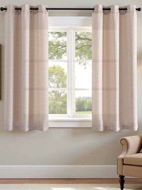 jinchan Taupe Linen Textured Curtains 63 Inch Length x 38 W - 2 Panels ITEM2699